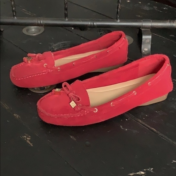 Michael MICHAEL KORS Red Amber Moc Suede Loafers - Picture 2 of 14